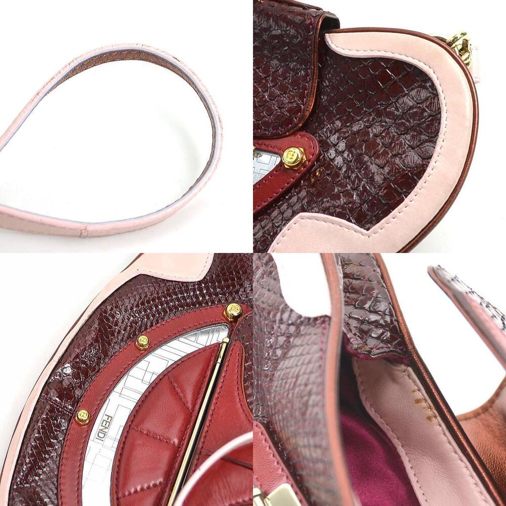 Fendi Shoulder Bag Python Leather Pink Bordeaux - image 4